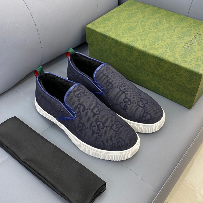 Giày lười vải nam hoạ tiết chữ thương hiệu Gucci GC cao cấp