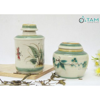 [CAO CẤP] Hũ đựng trà gốm họa tiết cổ xưa số 56