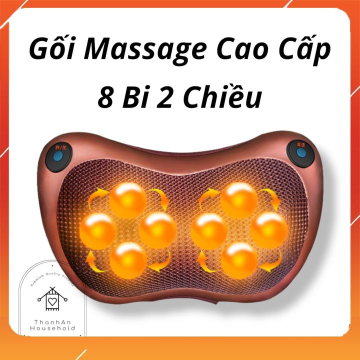 Gối Massage Hồng Ngoại 8 Bi Cao Cấp - Gối Mát Xa Cổ Vai Gáy Đa Năng Tại Nhà, Văn Phòng, Ô Tô