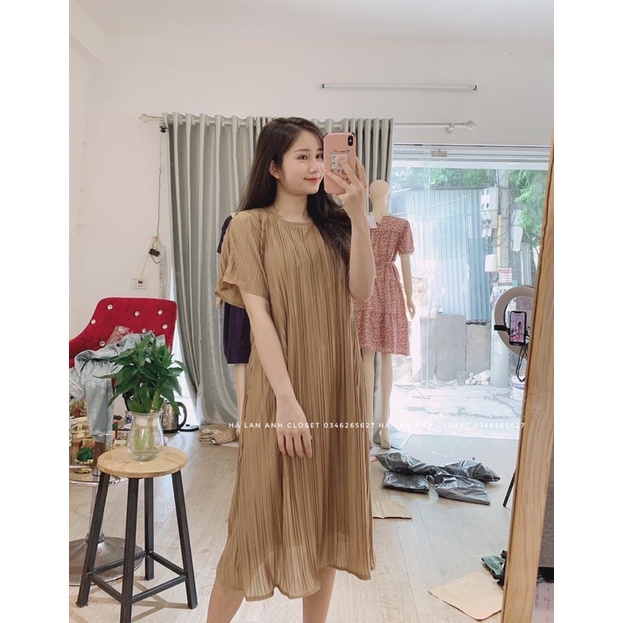 Váy Bầu Xếp Ly dáng xuông trẻ trung