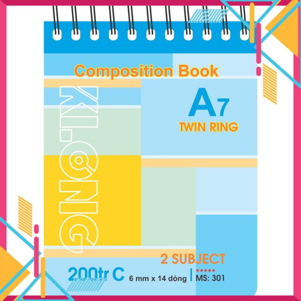 [Sổ vở đẹp] Sổ lỗ kép Klong A7 200tr Bìa Nhựa KLONG; MS: 301