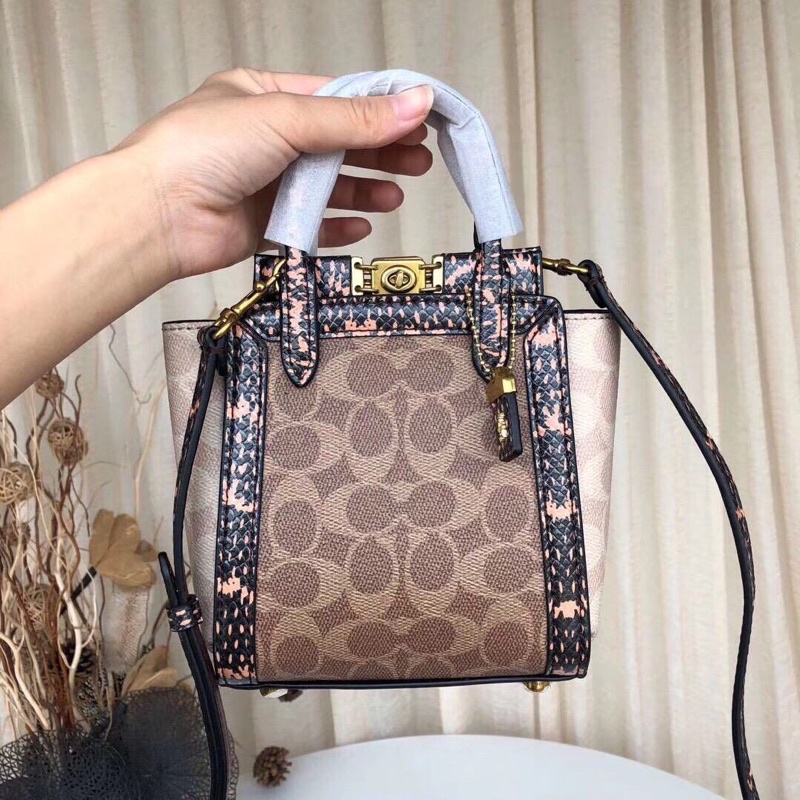 TÚI XÁCH COACH MINI DA THẬT PHỐI CANVAS {FREESHIP} CỰC XỊN XÒ, PHONG CÁCH