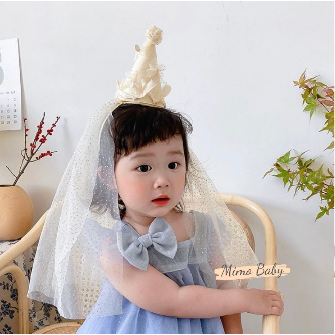 Bờm mũ chóp đính voan xòe lấp lánh, bờm cô dâu cho bé gái BD49 Mimo Baby