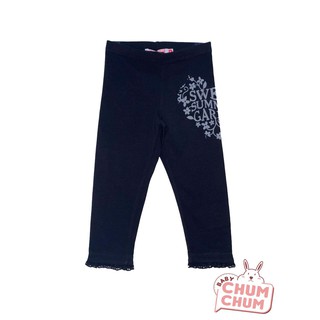 Quần legging Ovo đen in hoa văn chữ gấu ren