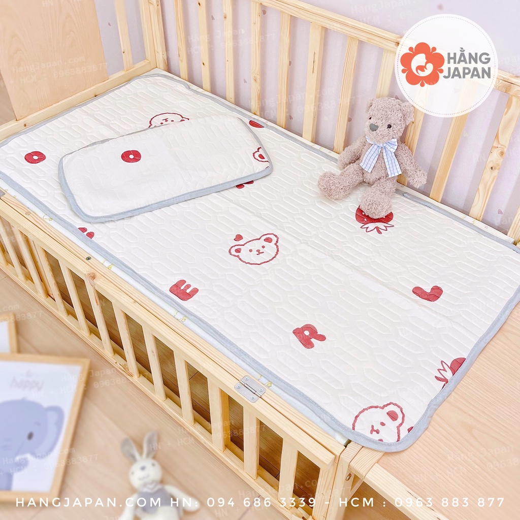 Chiếu Điều Hoà CAO SU Non In Hình 5D Siêu Mát Mềm Mịn Cho Bé kèm gối