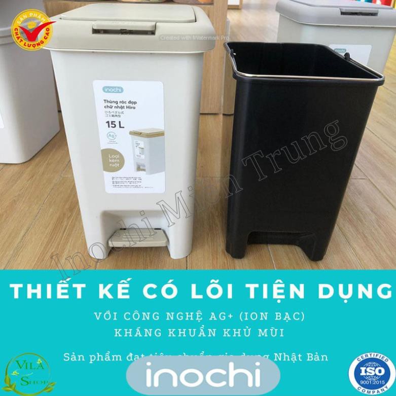 Thùng rác đạp chữ nhật thiết kế đẹp, thùng rác văn phòng Inochi 15L có lõi và không lõi (VUI LÒNG IB SHOP ĐỂ CHỌN MÀU)