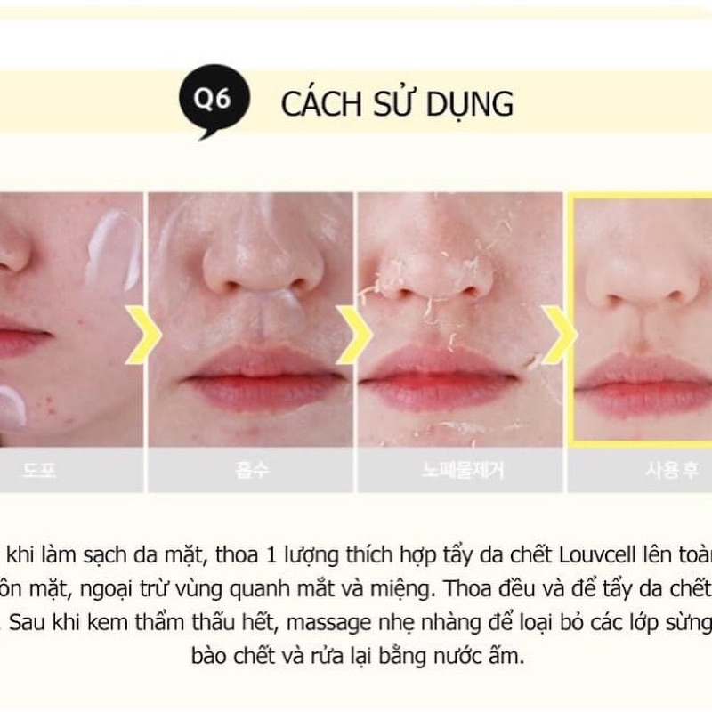 [HSD23] Tẩy da chết dạng peel AHA/PHA/Ceramide/HA (Hyaluronic Acid) Louvcell Crystal Whitening Gommage Peel Hàn Quốc