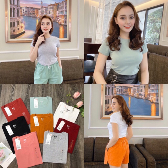 BÁN LẤY TƯƠNG TÁC_Áo phông nữ cổ tròn cotton hàng VNXK