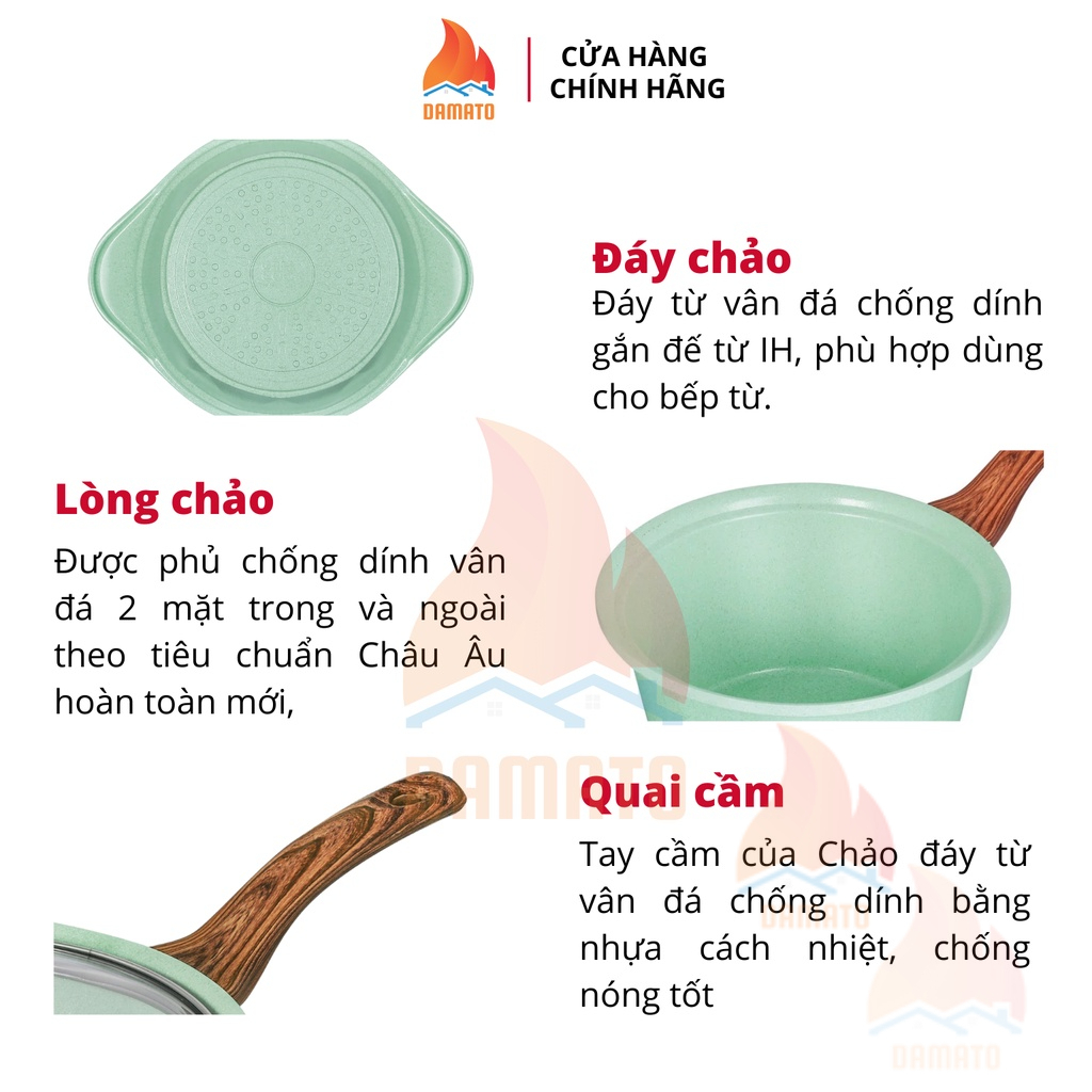 Nồi đúc đáy từ men đá xanh ngọc Green Cook, nồi chống dính đáy từ Green Cook không kén bếp