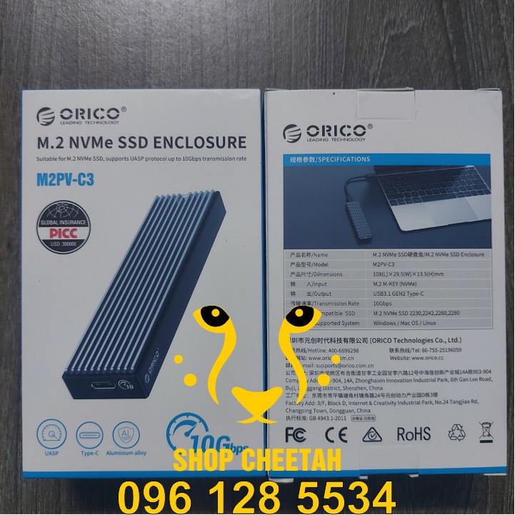 Box ổ cứng SSD M2 NVMe – Orico M2PV-C3 – CHÍNH HÃNG – Bảo hành 12 tháng