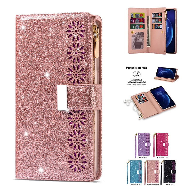 Bao Da Điện Thoại Đính Sequin Lấp Lánh Cho Xiaomi POCO M4 Redmi Note 11 Pro 11S 11T 4G 5G