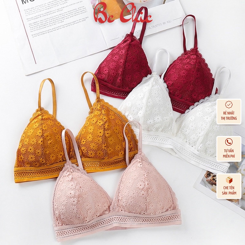 Áo Lót Nữ Không Gọng Ren Cao Cấp Nâng Ngực - Áo Bra Ren Hoa nâng vòng một gợi cảm sexy mẫu 7338 BC_CHIC LINGERIE
