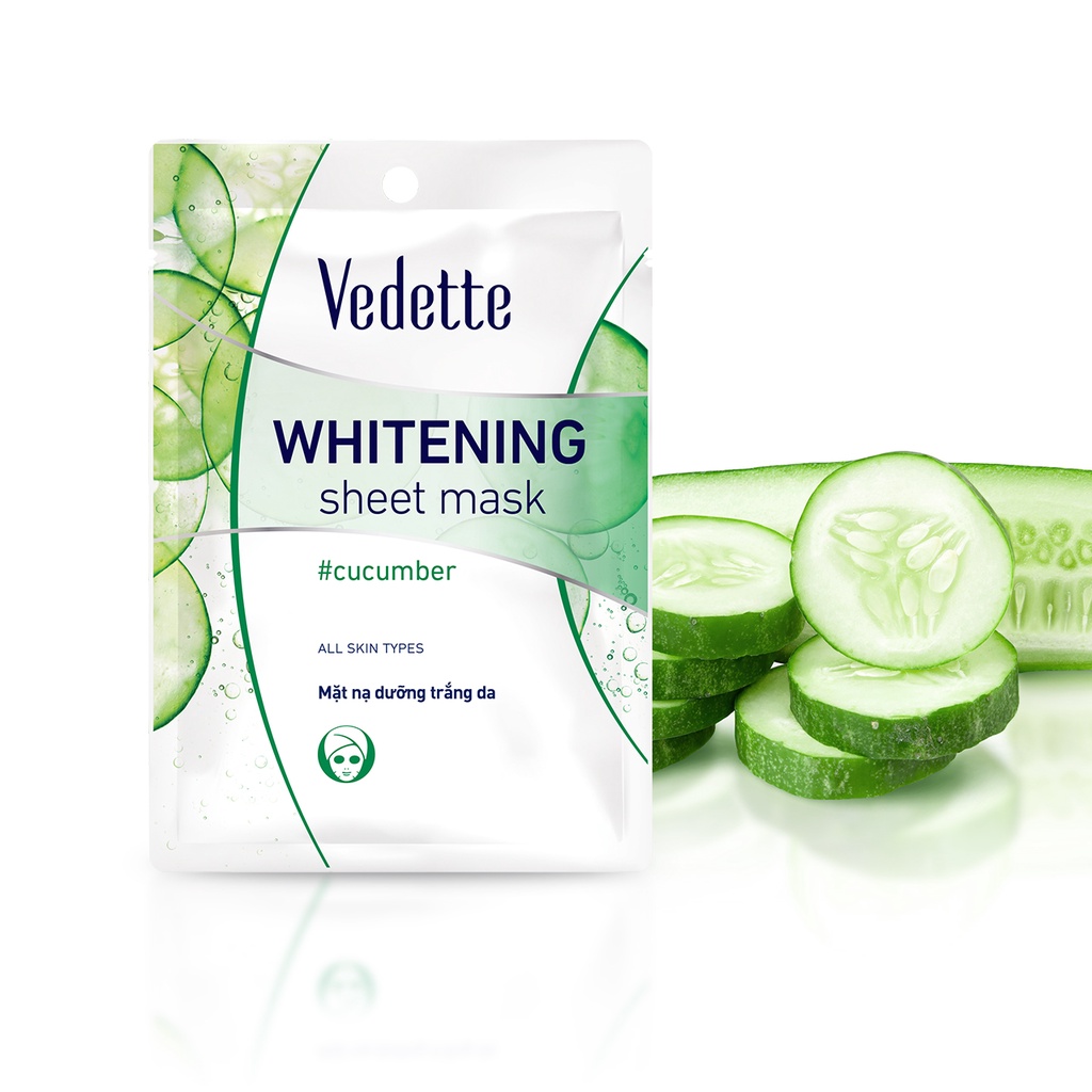 Mặt nạ giấy dưỡng trắng da Dưa leo Vedette Whitening Mask Cucumber 22g