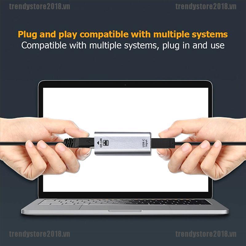 TREND 2 in 1 USB Type C Network Card to 1000Mbps Ethernet HUB Adapter for MacBook