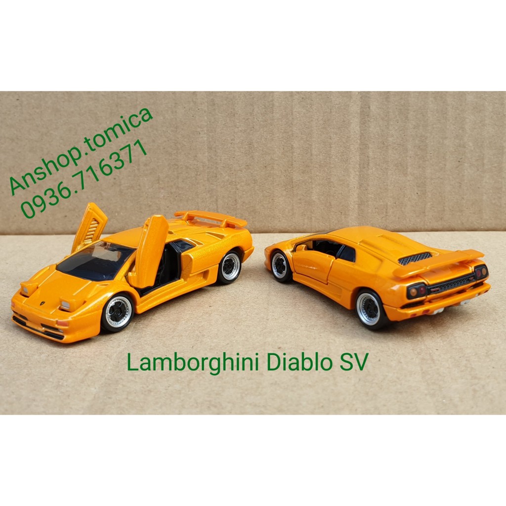 Mô hình xe Lambor premium màu cam tomica Nhật Bản