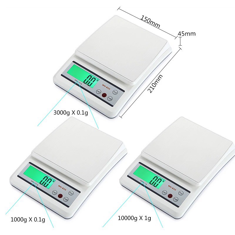 Cân tiểu ly 10kg WH B20 độ chính xác cao đến 1g tặng kèm pin Tela shop ( Bảo hành 1 năm )