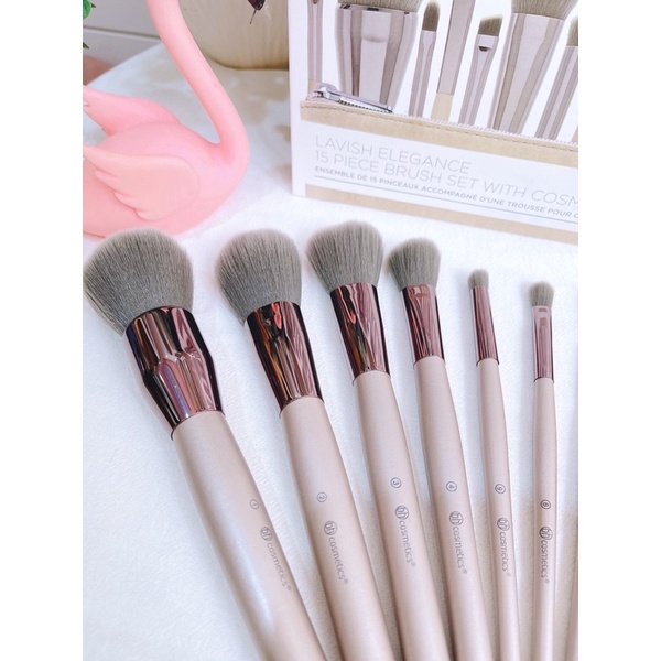 bộ cọ trang điểm cá nhân anglashop bộ cọ trang điểm bh lavish 15 cây thân gỗ to chắc chắc set cọ sang trọng