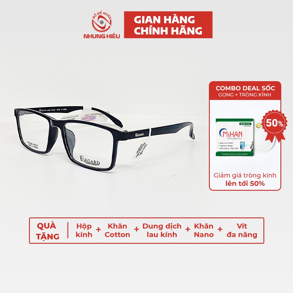 Gọng kính cận thời trang nam nữ NHUNG HIẾU chính hãng Regard RG926 nhựa dẻo dáng chữ nhật