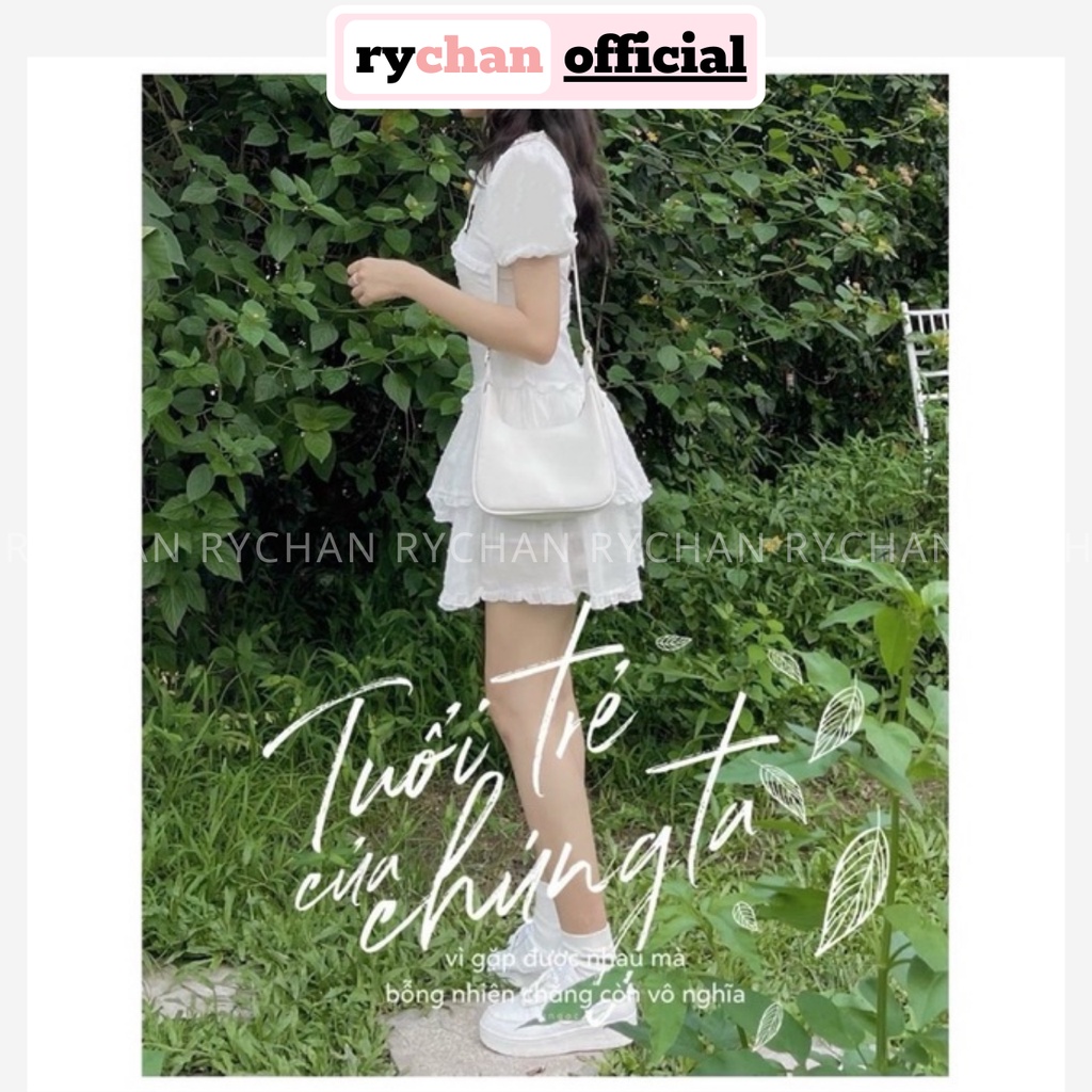 Đầm Nữ Đi Du Lịch Dáng Ngắn 2 Tầng Viền Bèo Cổ Trễ Tay Phồng Mặc 2 Kiểu Cực Sexy Màu Trắng  - DX9832