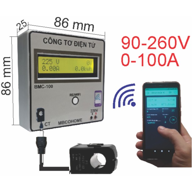 Công Tơ Điện Tử Wifi MBCOHOME, bảo hành 24 tháng 1 đổi 1