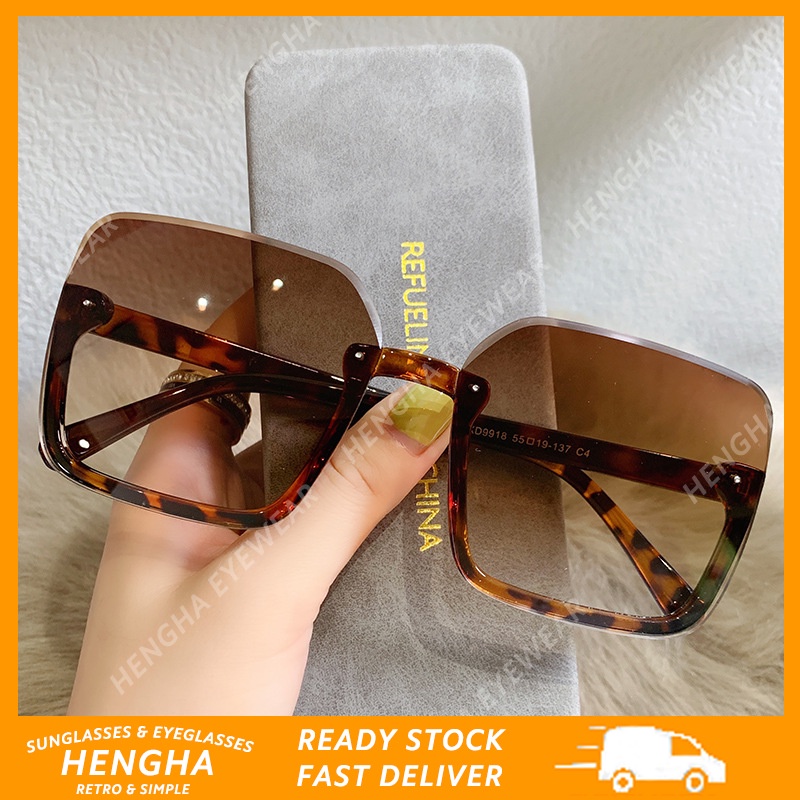 Kính Mát Gọng Vuông Oversize Chống Tia UV Thời Trang Phương Tây Cho Nữ