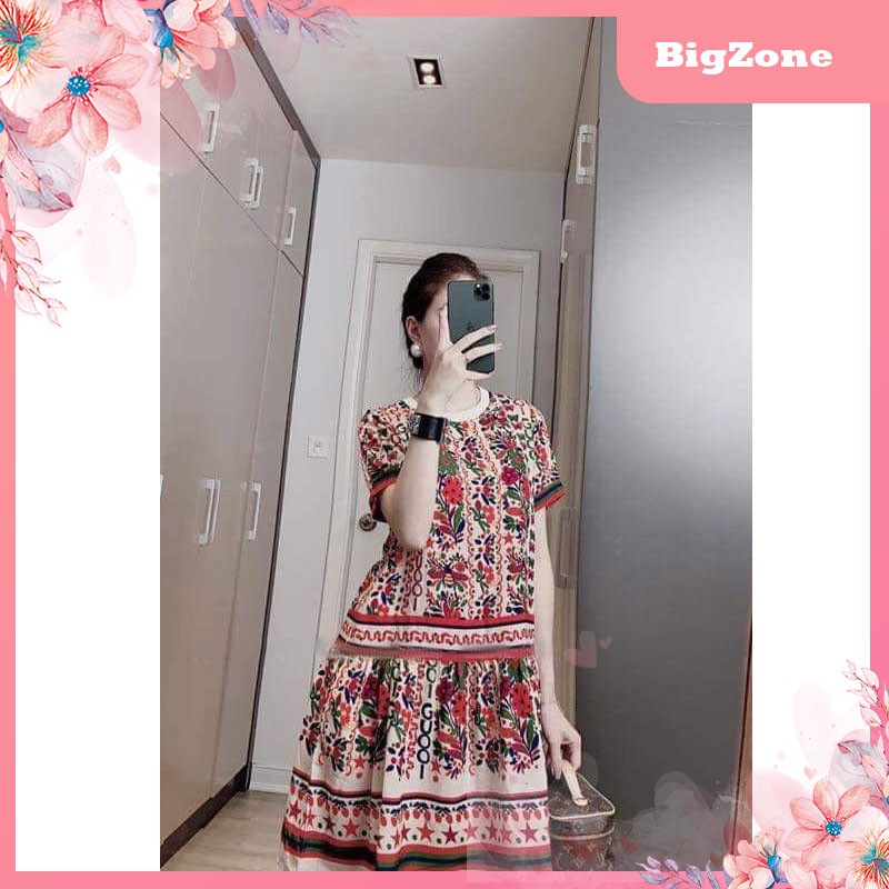 Đầm bầu babydoll bigsize thiết kế hoạ tiết thổ cẩm dáng xòe đẹp sành điệu từ 45kg đến 70kg hàng xuất dư VNXK