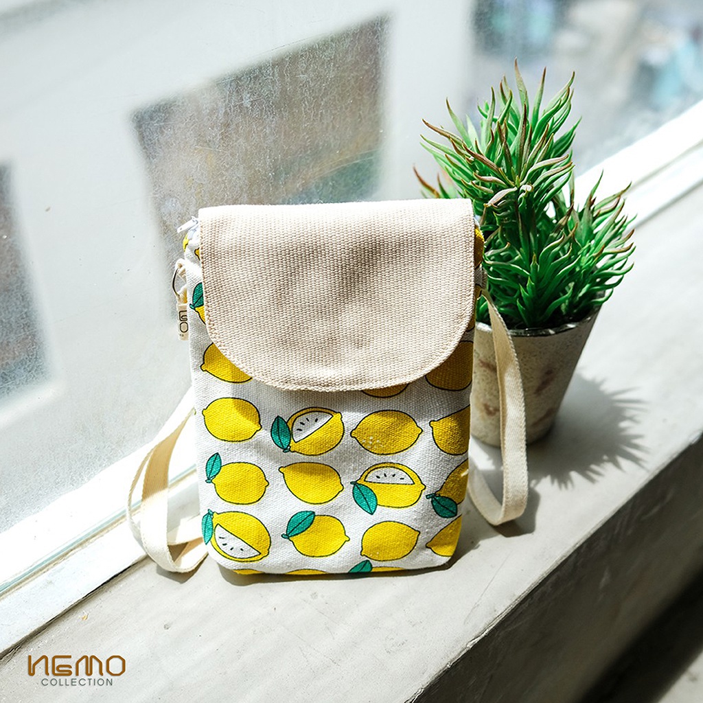 Túi Đeo Chéo Canvas đựng điện thoại vải cao cấp dày dặn, có khóa kéo - Nemo Collection TDQD