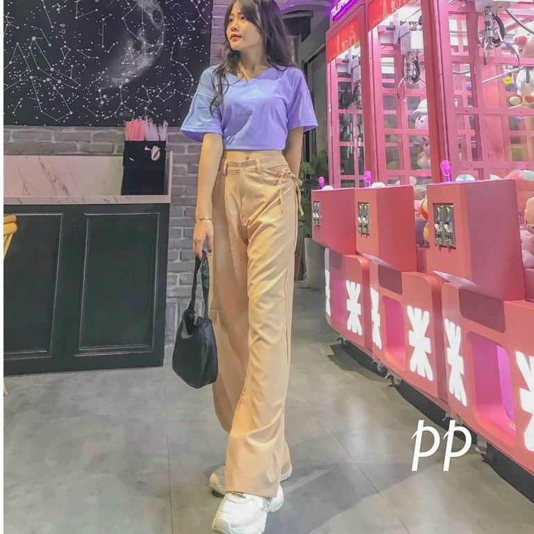 Quần ống rộng khoét eo siêu sexy phong cách thời trang mới , chất kaki mềm đt | BigBuy360 - bigbuy360.vn