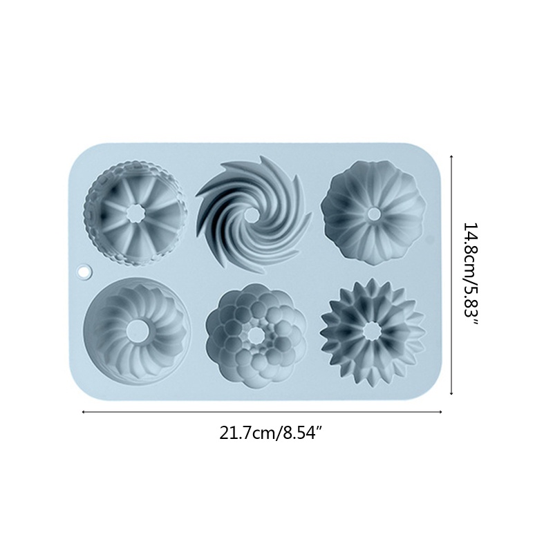 Khuôn Silicone 6 Ngăn Tạo Hình Làm Bánh Kem / Xà Phòng