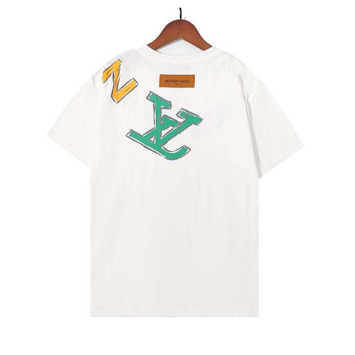 Lv Áo Thun cotton Ngắn Tay In Họa Tiết Thời Trang Cho Nam Nữ