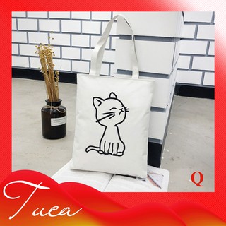 Túi Xách Vải Tote In Hình Chú Mèo Trắng TCT006-Q