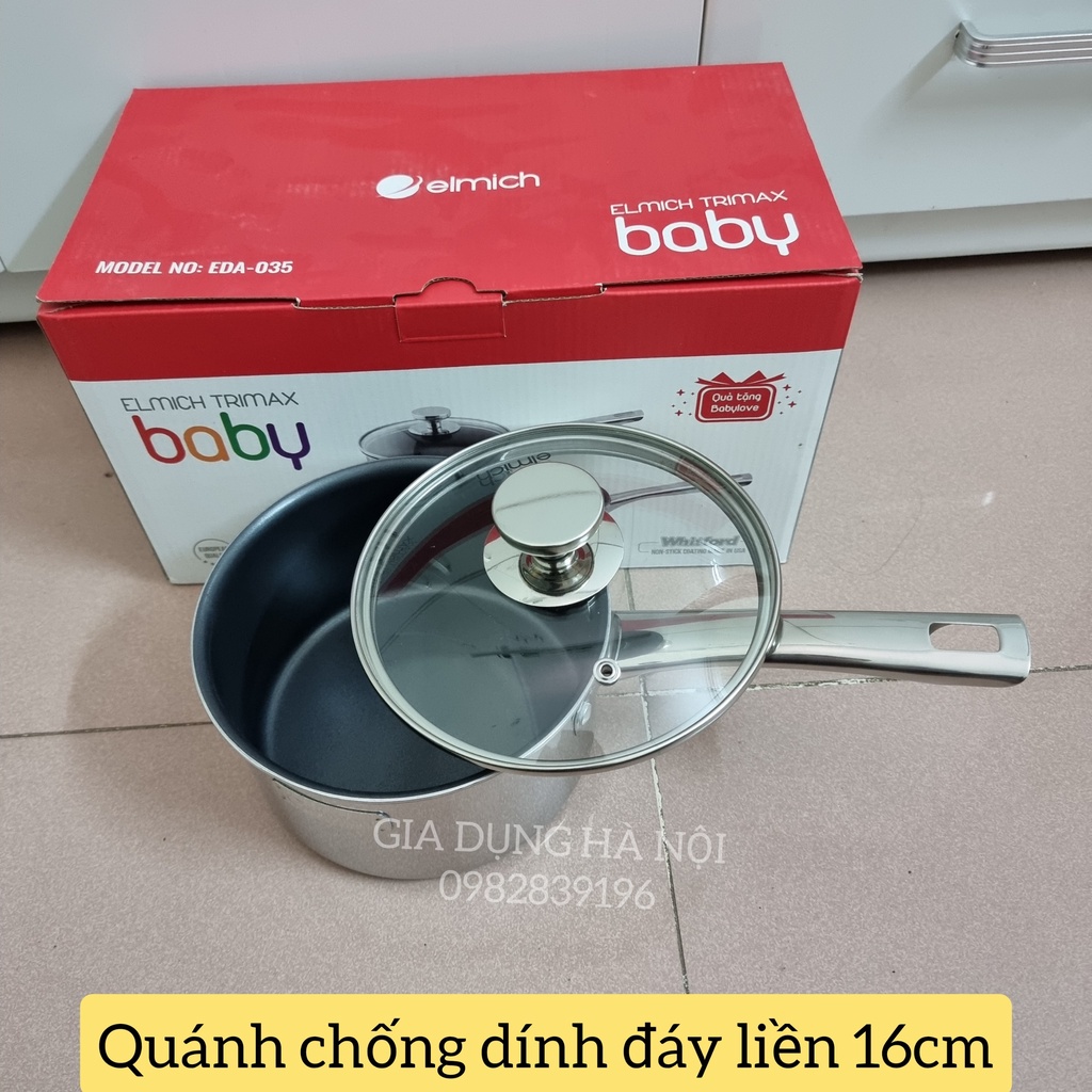 QUÁNH CHỐNG DÍNH INOX ĐÁY LIỀN ELMICH TRIMAX 3783 14CM,16CM INOX ELMICH