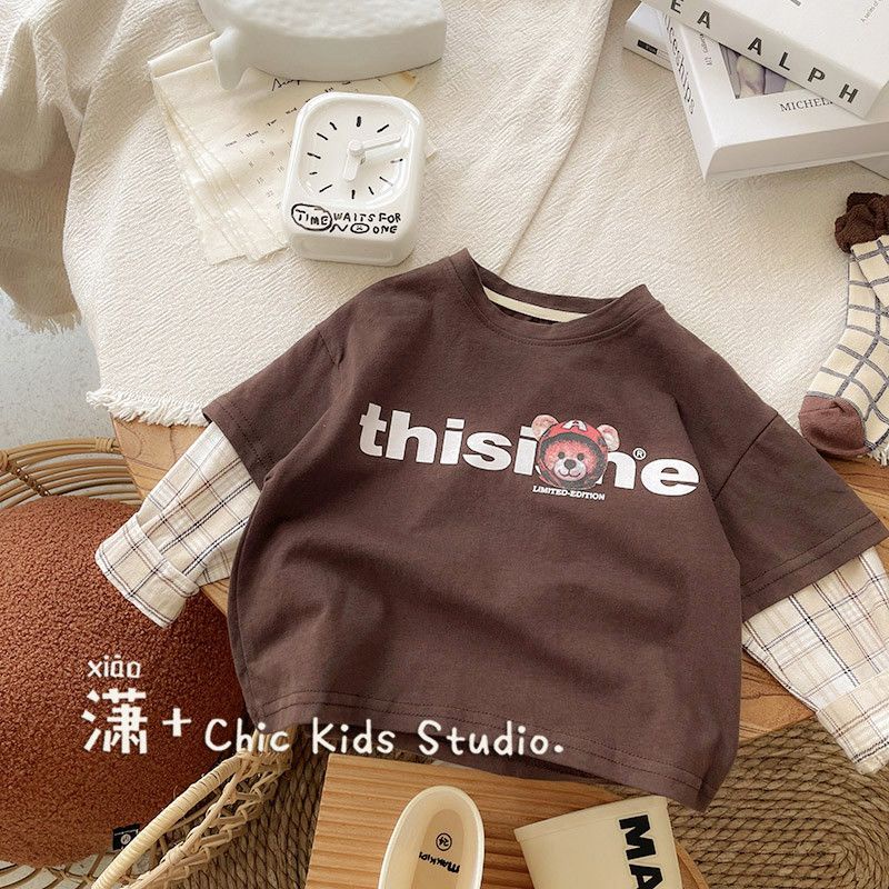 Áo Thun Dài Tay Giả Hai Lớp Thiết Kế Mỏng Thời Trang Xuân Thu Mới Dành Cho Bé Trai