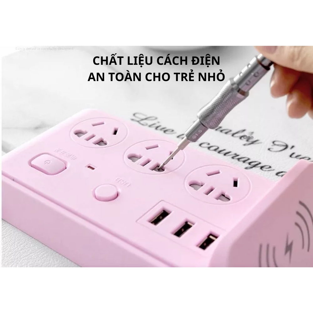 Ổ Cắm Điện Thông Minh Kiêm Sạc Không Dây và Sạc USB 1,8M Và Ổ Cắm Điện Thông Minh 1 Cổng TypeC 3 Cổng USB Không Dây