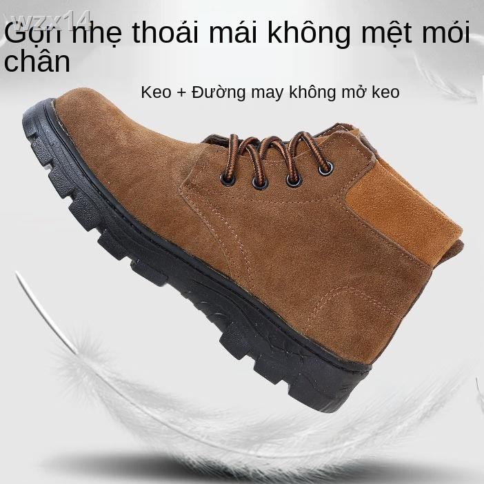 giày bảo hộ lao động nam mũi thép thoáng khí chống va đập và đâm xuyên thợ hàn điện bong tróc, trơn trượt , côn