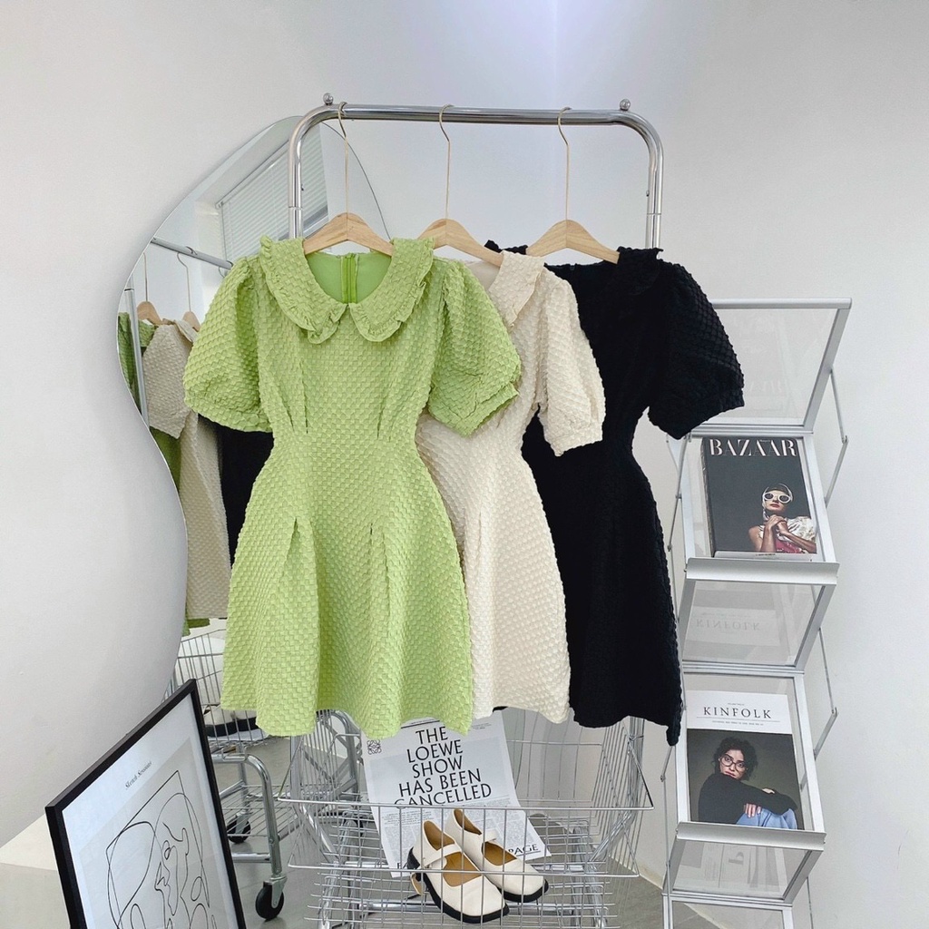 Đầm Xốp Cổ Sen Chiết Eo 3 Màu Hèo Studio (Ảnh Thật + Video)