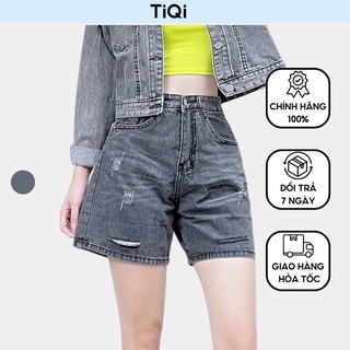 Quần jean ngố nữ màu xám đen lưng cao TiQi Jeans N199