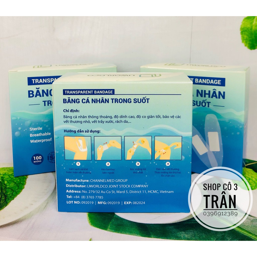 Băng cá nhân màu trong suốt Hộp 100 miếng - Băng cá nhân Trong Suốt chăm sóc vết thương hộp 100 cái