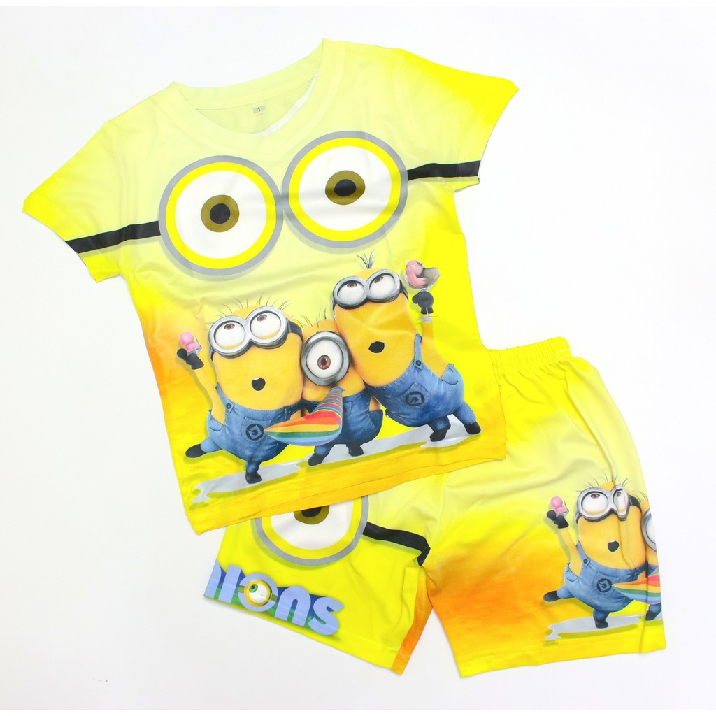 Quần áo bé trai in hoạt hình Minion chất Thun lạnh KunKun Kid TP468 - Đồ bộ trẻ em size đại từ 10-60kg