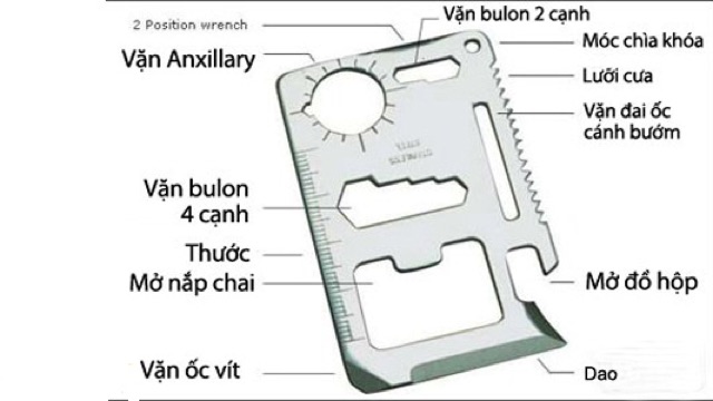 Combo 2 món miếng thép đa năng 11 công dụng và dao cắt hình ATM xếp gọn khi đi phượt dã ngoại, cắm trại