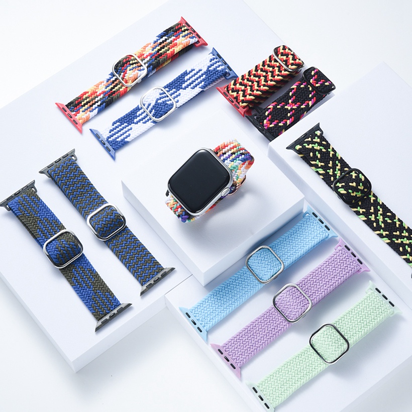 Dây đeo đồng hồ bằng nylon mềm co giãn thoải mái cao cấp cho Apple Watch Series 3 4 5 6 SE 44mm 40mm 38mm 42mm