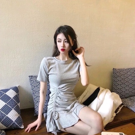 [ Chuyên Sỉ ] Đầm đuôi cá rút dây 1 bên - chất thun gân dày dặn ( kèm ảnh và video thật )