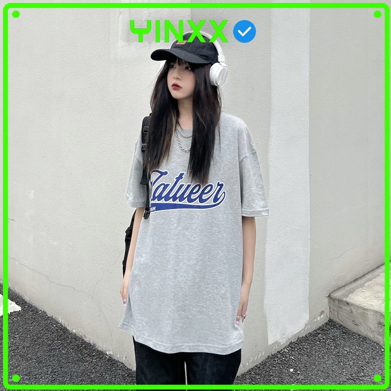 Áo thun form rộng tay lỡ Yinxx phông unisex nam nữ màu xám oversize ATL51