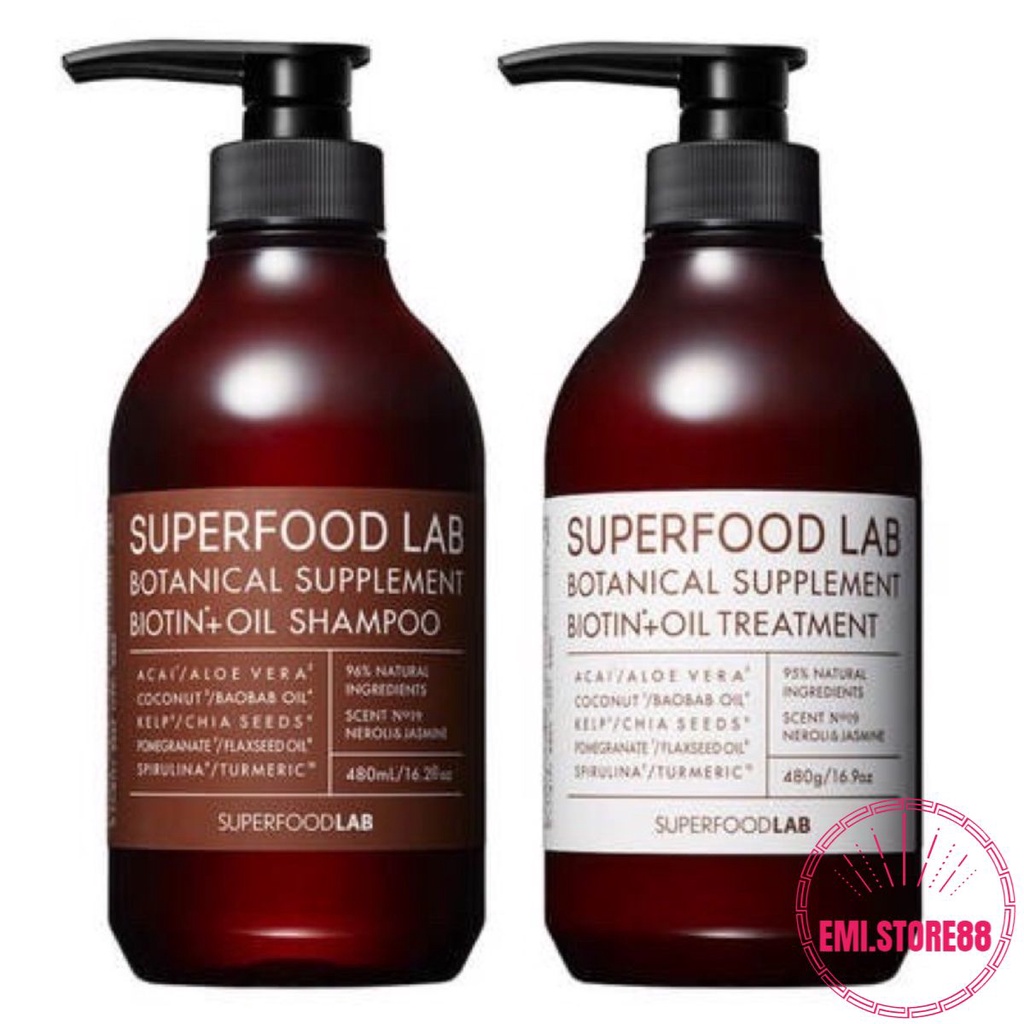 Dầu Gội Xả Cao Cấp Superfood Lab Nhật Bản Phục Hồi Tóc Yếu, Khô Xơ, Hư Tổn 480ml
