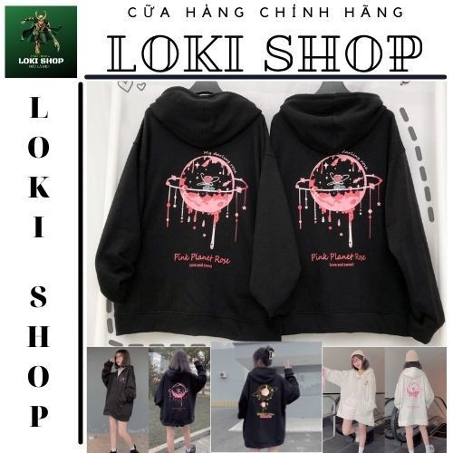 Áo Khoác nỉ Hoodie form rộng chống nắng chất nỉ dành cho nam nữ LOKI SHOP in hình Cầu Pink Plante Unisex