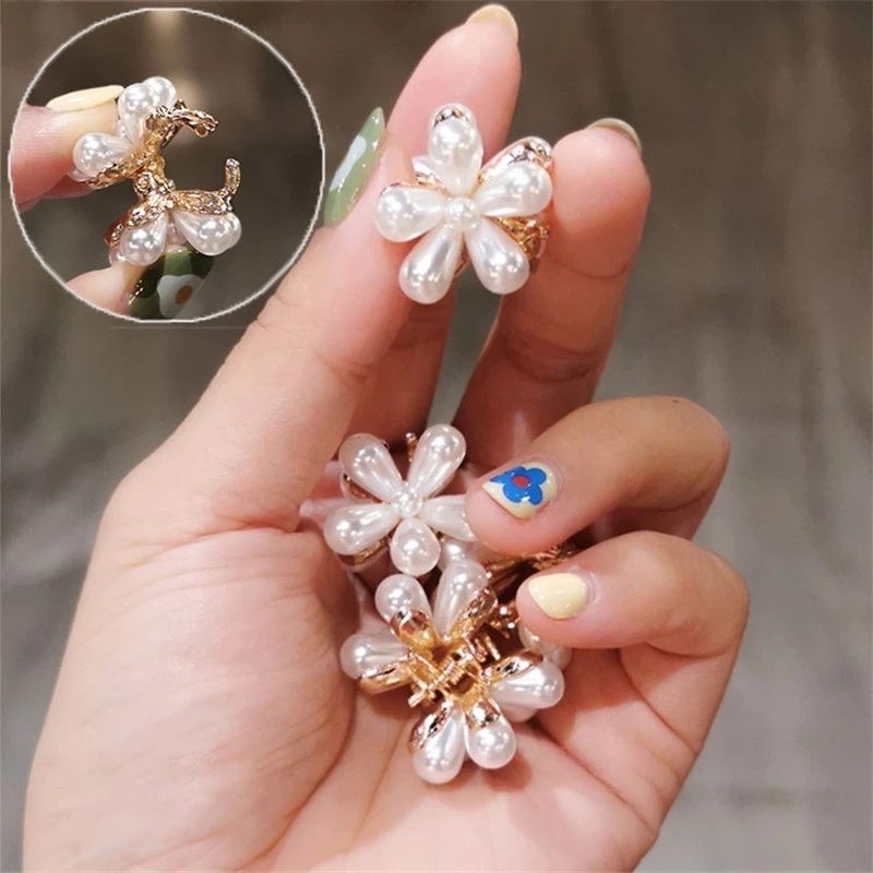 Kẹp Tóc Hình Hoa Cúc Đính Ngọc Trai Nhân Tạo Dễ Thương Dành Cho Bé Gái