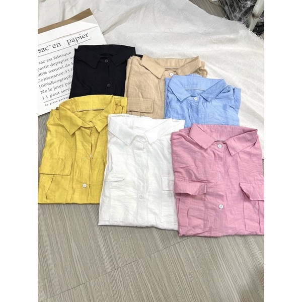 SƠ MI CAO CẤP TAY DÀI VẢI ĐŨI MỘT, HAI TÚI FORM RỘNG-chất mềm mịn, Chizishop