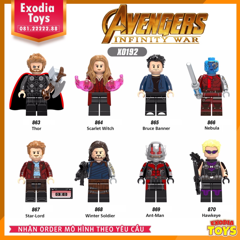 Xếp hình Minifigure Marvel Biệt đội siêu anh hùng Avengers Cuộc Chiến Vô Cực - Đồ Chơi Lắp Ghép Sáng Tạo - X0192