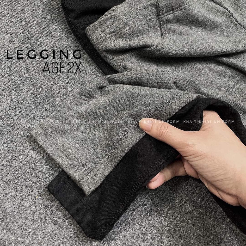 Combo 2 Quần Legging Nữ TRƠN ĐEN + TRƠN XÁM Hàng VNXK Chính Hãng AGE2X.