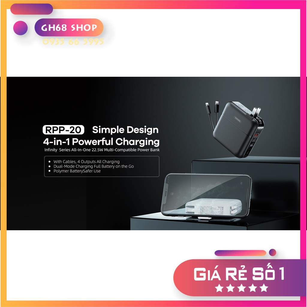 Sạc dự phòng REMAX RPP-20 dung lượng 15000mAh - Cốc sạc kiêm pin dự phòng hỗ trợ sạc nhanh PD 3.0 và QC 3.0